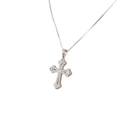 Gothic cross pendant with two rows of Diamonds