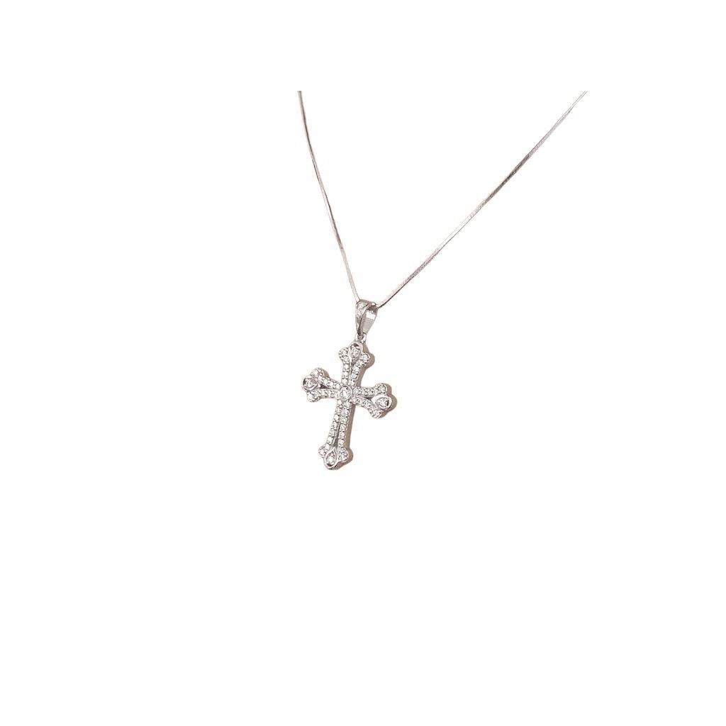 Gothic cross pendant with two rows of Diamonds