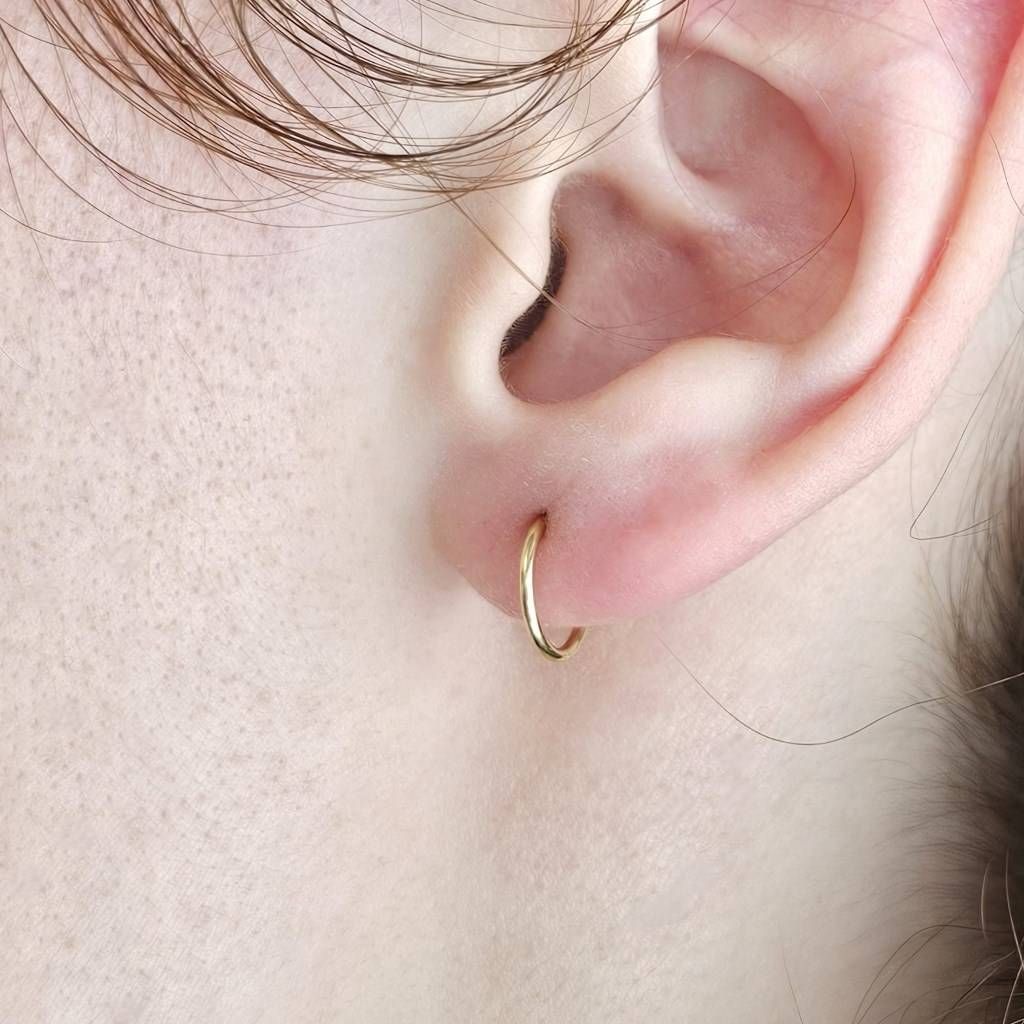 Hoops circles 1cm x 1mm in yellow gold