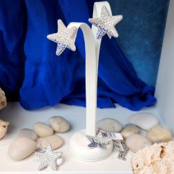 Ciondolo Stella Marina Diamanti e Zaffiri Blu 3cm