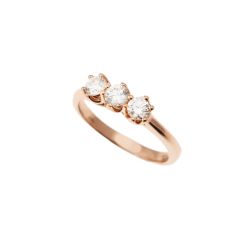 Cross-Vault Trilogy Ring in Rose Gold with GIA certified Diamonds