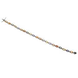 Tennis Bracelet with Multicolored Sapphires and Diamonds