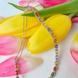 Tennis Pendant with Multicolored Sapphires and Diamonds