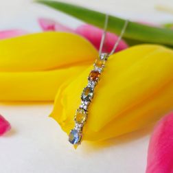Tennis Pendant with Multicolored Sapphires and Diamonds