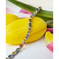 Tennis Bracelet with Multicolored Sapphires and Diamonds