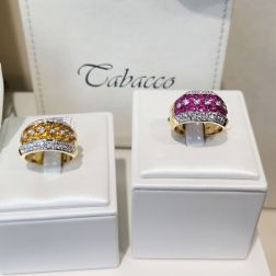 Banded Design Ring with 14 Yellow Sapphires and 58 Diamonds