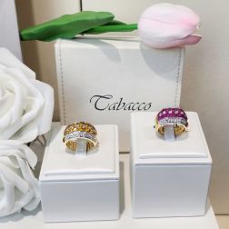 Anello Design a fasce con 14 Zaffiri Gialli e 58 Diamanti