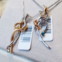 "Passion" Hug Charm with Blue Diamond in two tones color