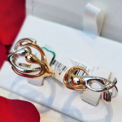 Anello Abbraccio Piccolo in Oro Bianco e Oro Rosa