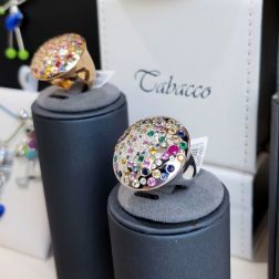 White Gold Confetti Ring - Italian Size 14