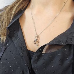 photo of worn "Passion" Hug Charm with Brown Diamond in two tones color