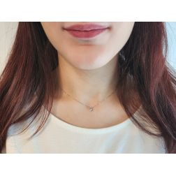 Collana Punto Luce Circle Sfaccettato da 0,05 ct foto indossata