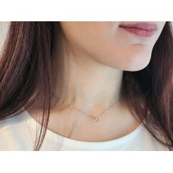 photo of worn Necklace with Faceted circle charm 0,05 ct