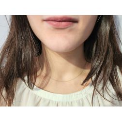 Photo of worn Necklace 1mm Rolottina Yellow Gold