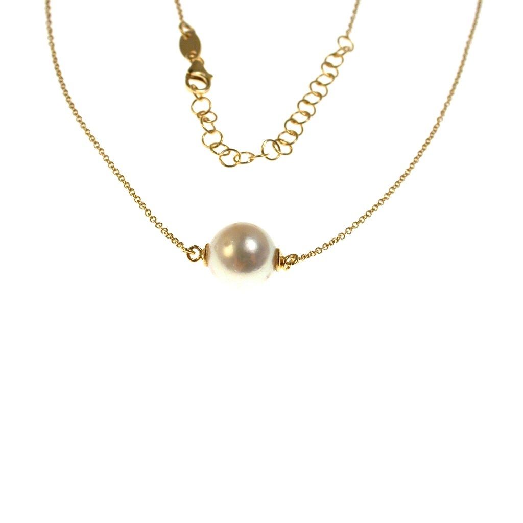 Teardrop Necklace with 8-9mm Akoya Pearl - yellow gold
