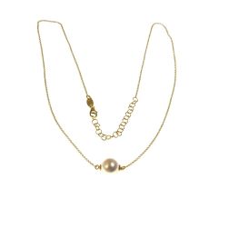 Teardrop Necklace with 8-9mm Akoya Pearl - yellow gold
