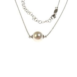 Teardrop Necklace with 8-9mm Akoya Pearl - white gold