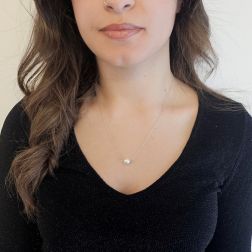 Photo of worn Teardrop Necklace with 8-9mm Akoya Pearl - white gold