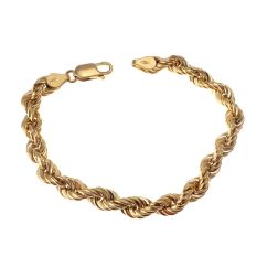 6mm Rope Bracelet Yellow Gold
