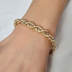 Bracciale Corda 6mm Oro Giallo foto indossata