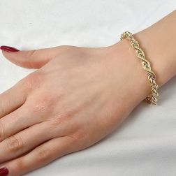 Photo of worn 6mm Rope Bracelet Yellow Gold