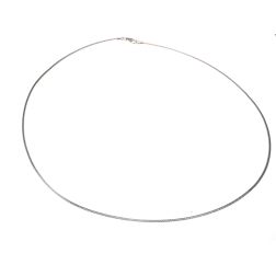 1.30mm Tubular Semirigid flexible faceted necklace in white gold
