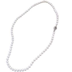 Fresh Water 5mm Pearl Necklace with White Gold and Diamond Drop Clasp