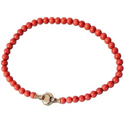 9.50-10mm Natural Coral 49cm necklace Octagonal clasp Yellow and Rose Gold