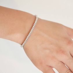 Photo of worn Diamond Squared Tennis Bracelet