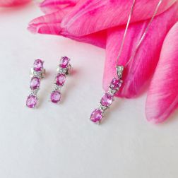 Orecchini Trilogy Zaffiri Rosa e Diamanti