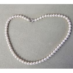6.00 - 6.50mm Akoya Pearl Necklace with small lobster clasp with Diamonds in White Gold