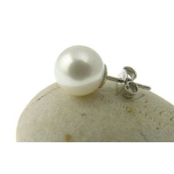 Pearl earrings 9-10mm in White Gold