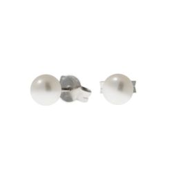 Earrings with 5.5mm freshwater pearls in white gold