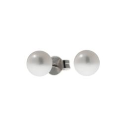 Earrings with 6.5mm freshwater pearls in white gold