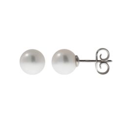 Earrings with 6.5mm freshwater pearls in white gold