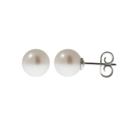 Earrings with 7mm freshwater pearls in white gold