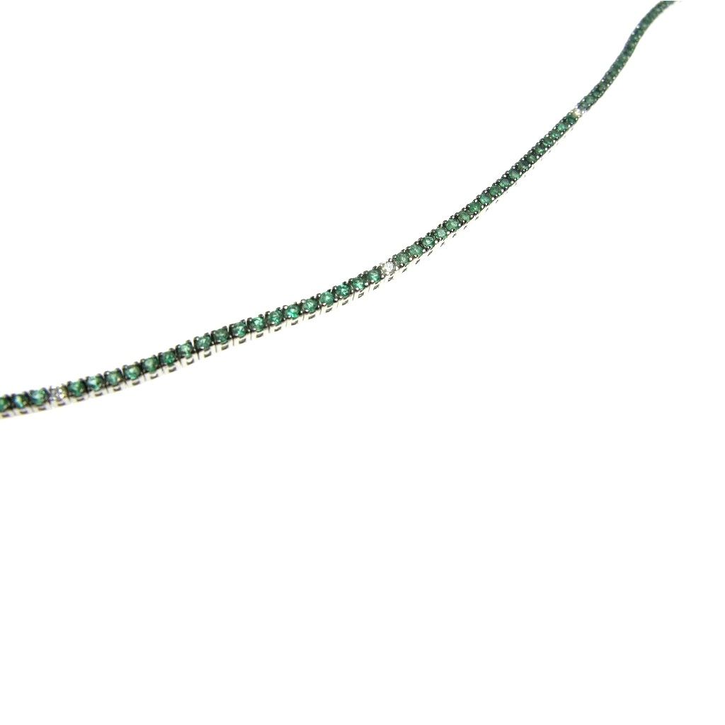 Bracciale Tennis Smeraldi e 5 Diamanti