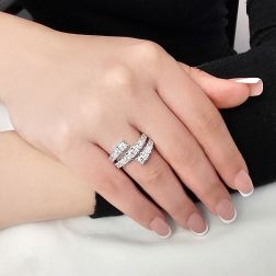 phot of worn Half-eternity Contrarié ring with 1.15ct Diamonds