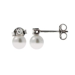 Orecchini Perla Akoya 5.5mm con Diamante 0.05ct