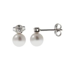 Orecchini Perle Akoya 6.5mm con Diamanti 0.07ct