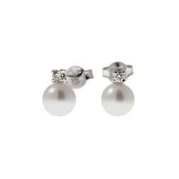 6.5mm Akoya Pearls and 0.07ct Diamonds Earrings