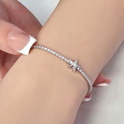 Photo of worn Diamonds Tennis Bracelet with sliding Star