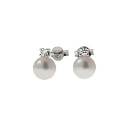 7mm Akoya Pearls and 0.08ct Diamonds Earrings