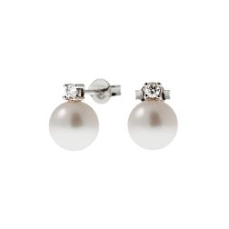 8.5mm Akoya Pearl and 0.11ct Diamond Earrings