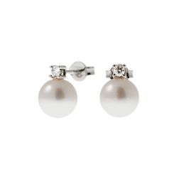 8.5mm Akoya Pearls and 0.11ct Diamonds Earrings
