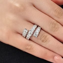 Photo of worn Half-eternity Contrarié ring in White Gold with 1.80ct Diamonds