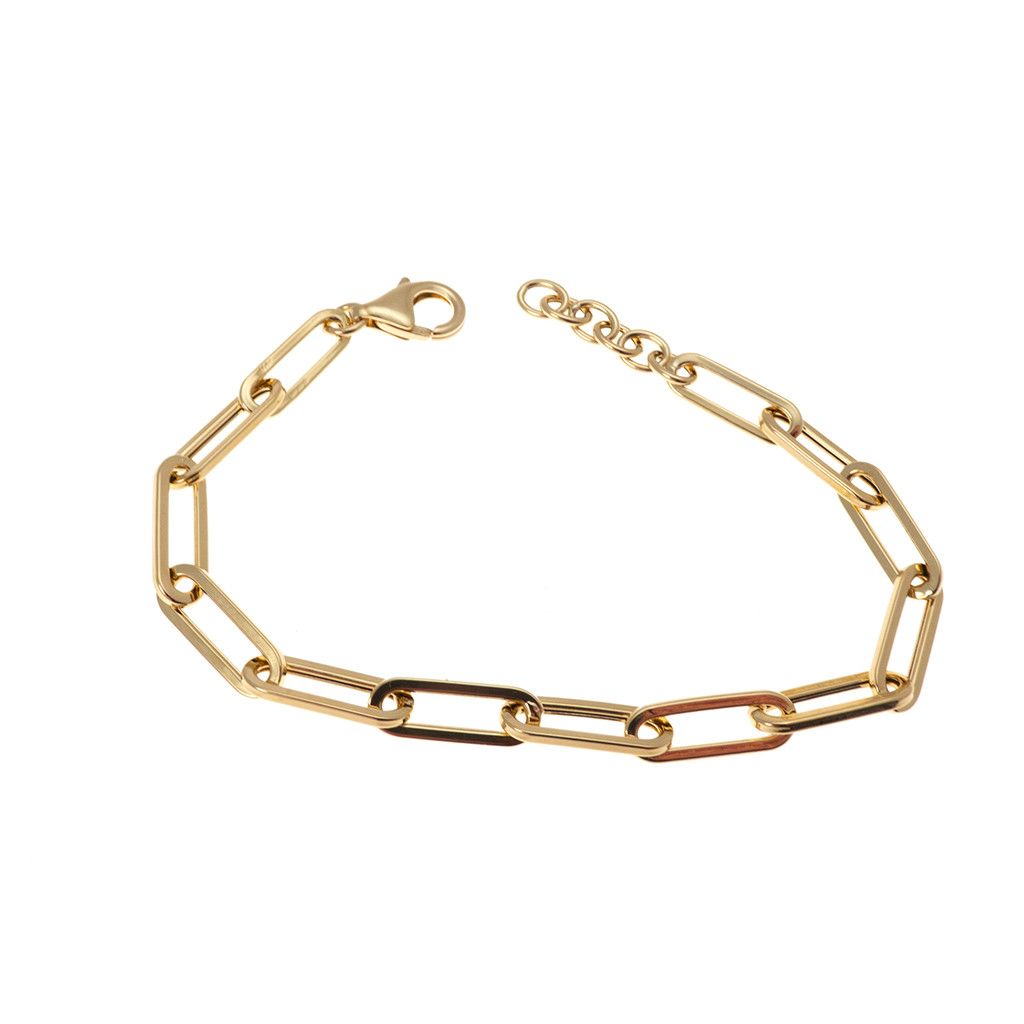Rolo Squared Oval Chain Bracelet Yellow Gold