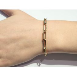 Bracciale Catena Rolò Squadrata Ovale Oro Giallo foto indossata