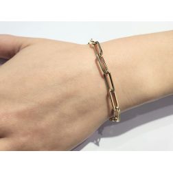 Bracciale Catena Rolò Squadrata Ovale Oro Giallo foto indossata