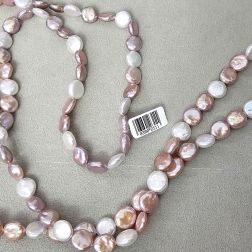 Collana Lunga 114cm Perle Rosa a bottone senza chiusura